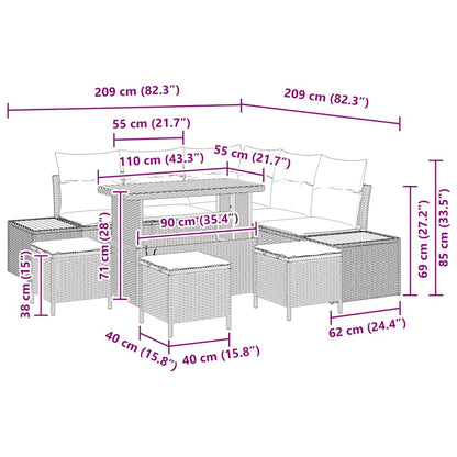 Tuinbankenset 9 pcs Zwart poly rattan
