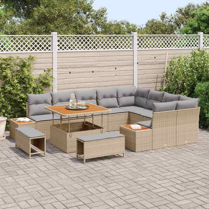 Tuinbankenset 12 pcs Beige poly rattan