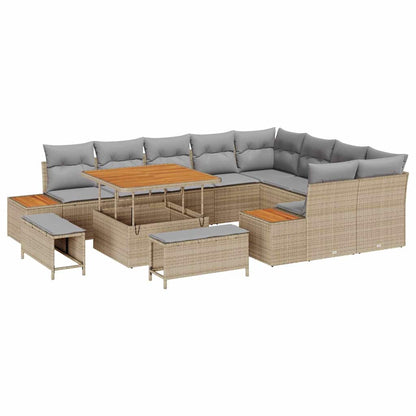 Tuinbankenset 12 pcs Beige poly rattan