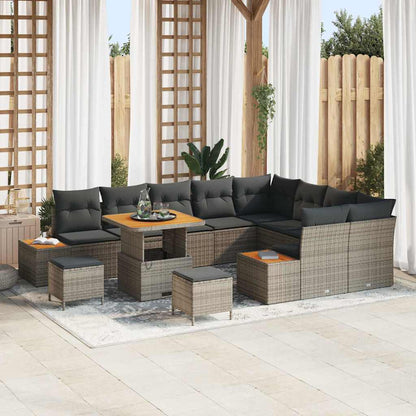Tuinbankenset 12 pcs Grijs poly rattan