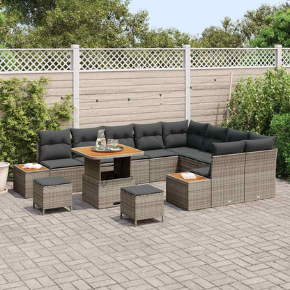 Tuinbankenset 12 pcs Grijs poly rattan