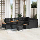 Tuinbankenset poly rattan zwart 12-delig