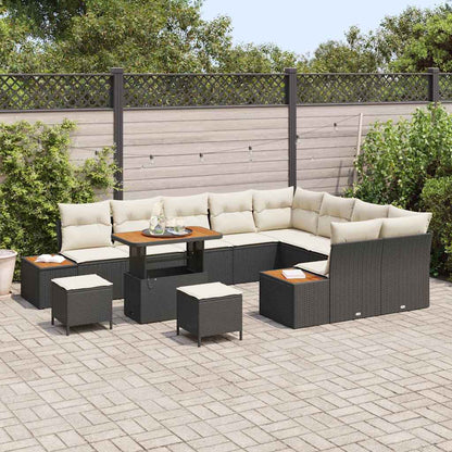 Tuinbankenset 12 pcs Zwart poly rattan