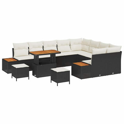 Tuinbankenset 12 pcs Zwart poly rattan
