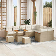 Tuinbankenset poly rattan 12-delig beige