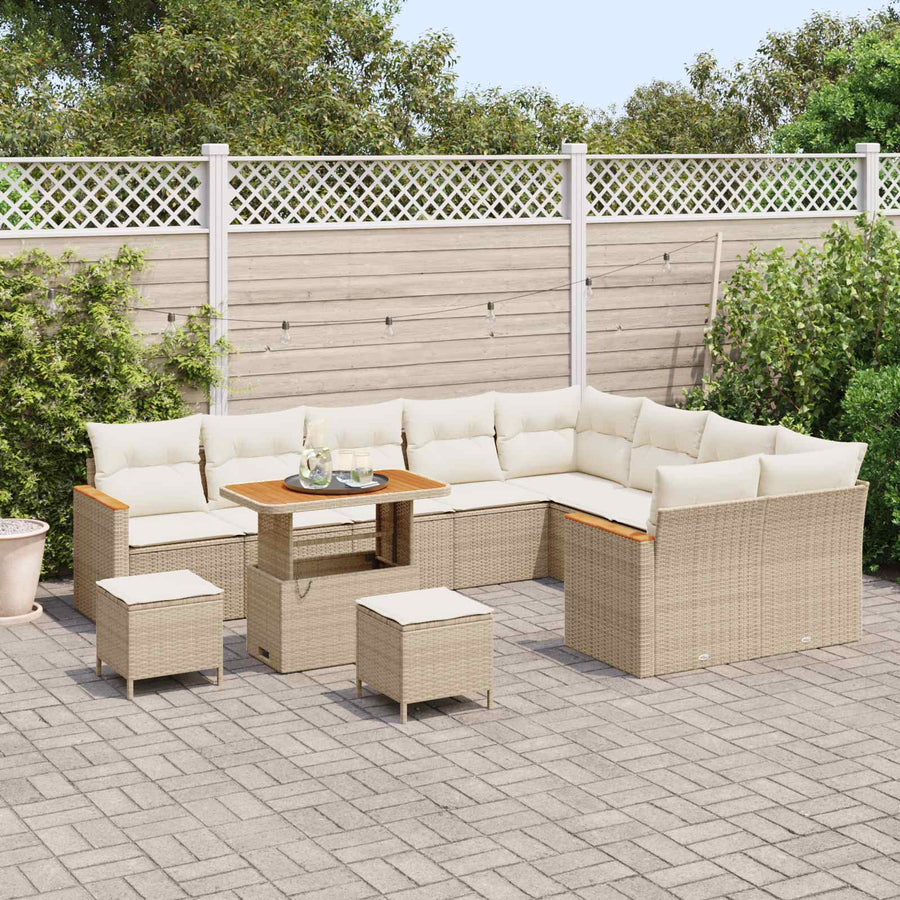 Tuinbankenset 12 pcs Beige poly rattan