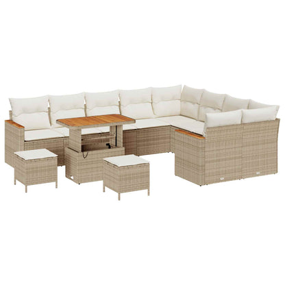 Tuinbankenset 12 pcs Beige poly rattan
