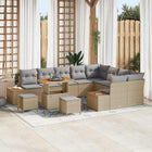 Garden bench set 12 pcs Beige poly rattan