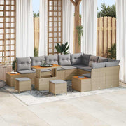 Tuinbankenset poly rattan 12-delig beige
