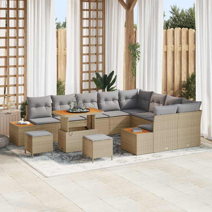 Tuinbankenset 12 pcs Beige poly rattan