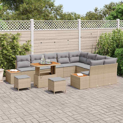 Tuinbankenset 12 pcs Beige poly rattan