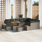 Garden Bench Set 12 pcs Grey poly rattan