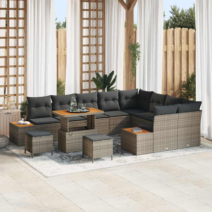 Tuinbankenset 12 pcs Grijs poly rattan