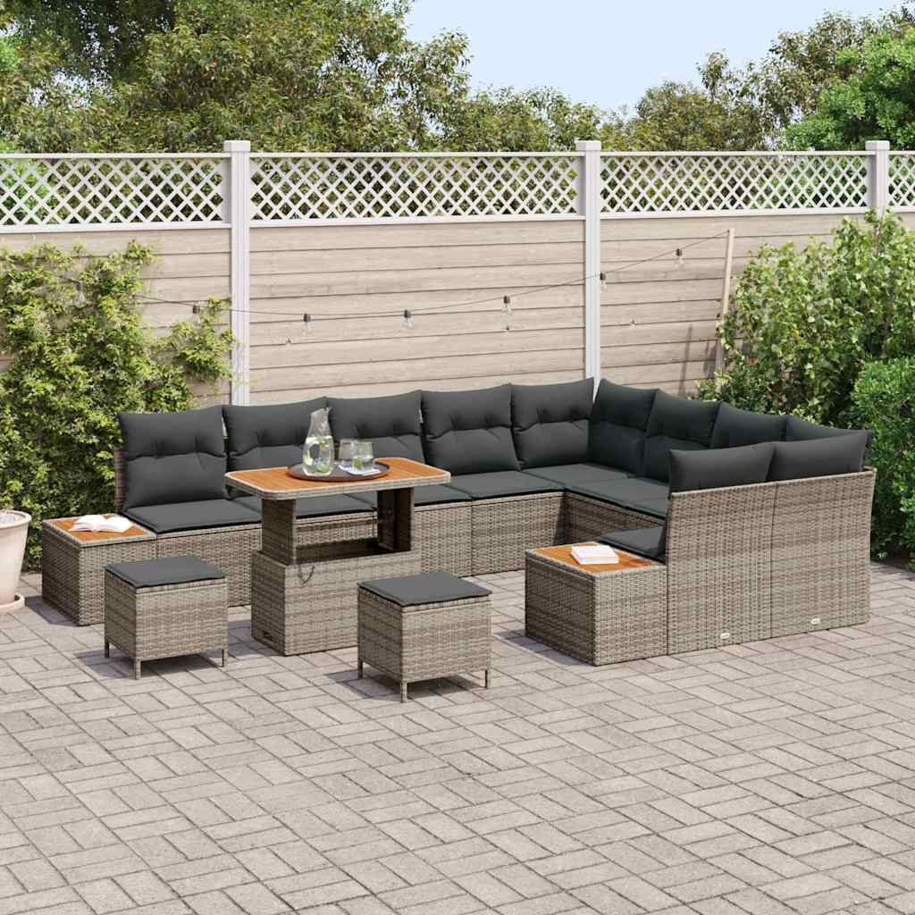 Tuinbankenset 12 pcs Grijs poly rattan