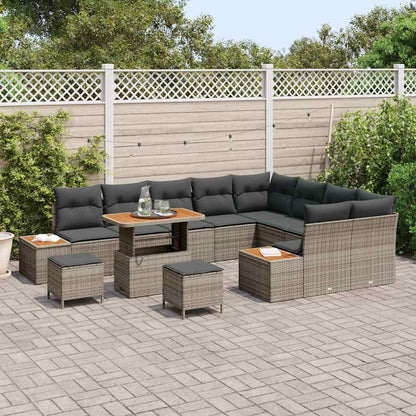Tuinbankenset 12 pcs Grijs poly rattan