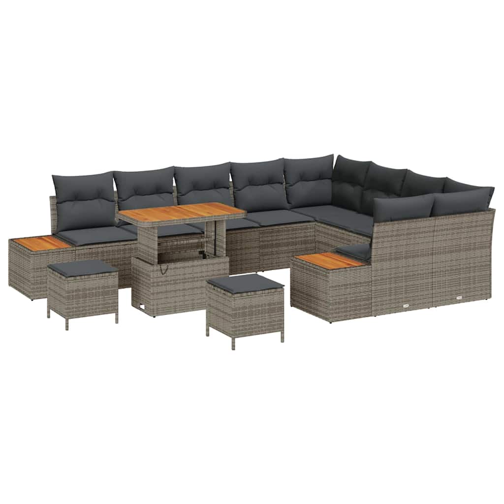 Tuinbankenset 12 pcs Grijs poly rattan