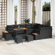 Tuinbankenset poly rattan 13-delig zwart