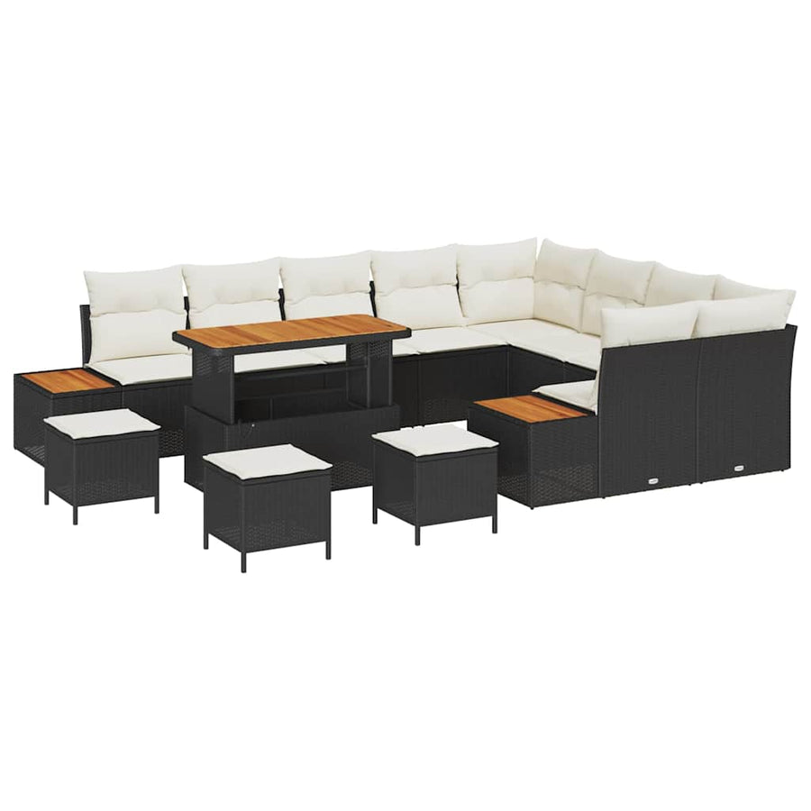Tuinbankenset 13 pcs Zwart poly rattan