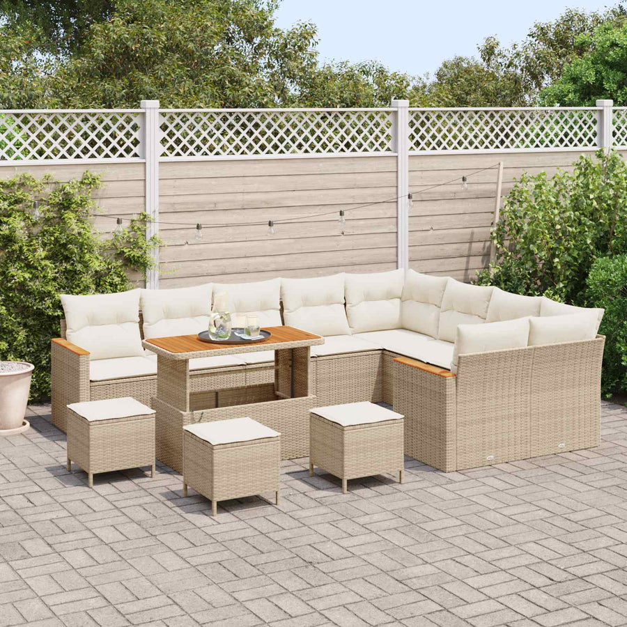 Tuinbankenset 13 pcs Beige poly rattan