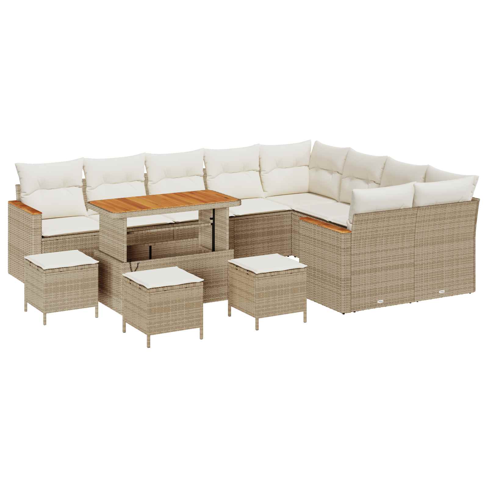 Tuinbankenset 13 pcs Beige poly rattan
