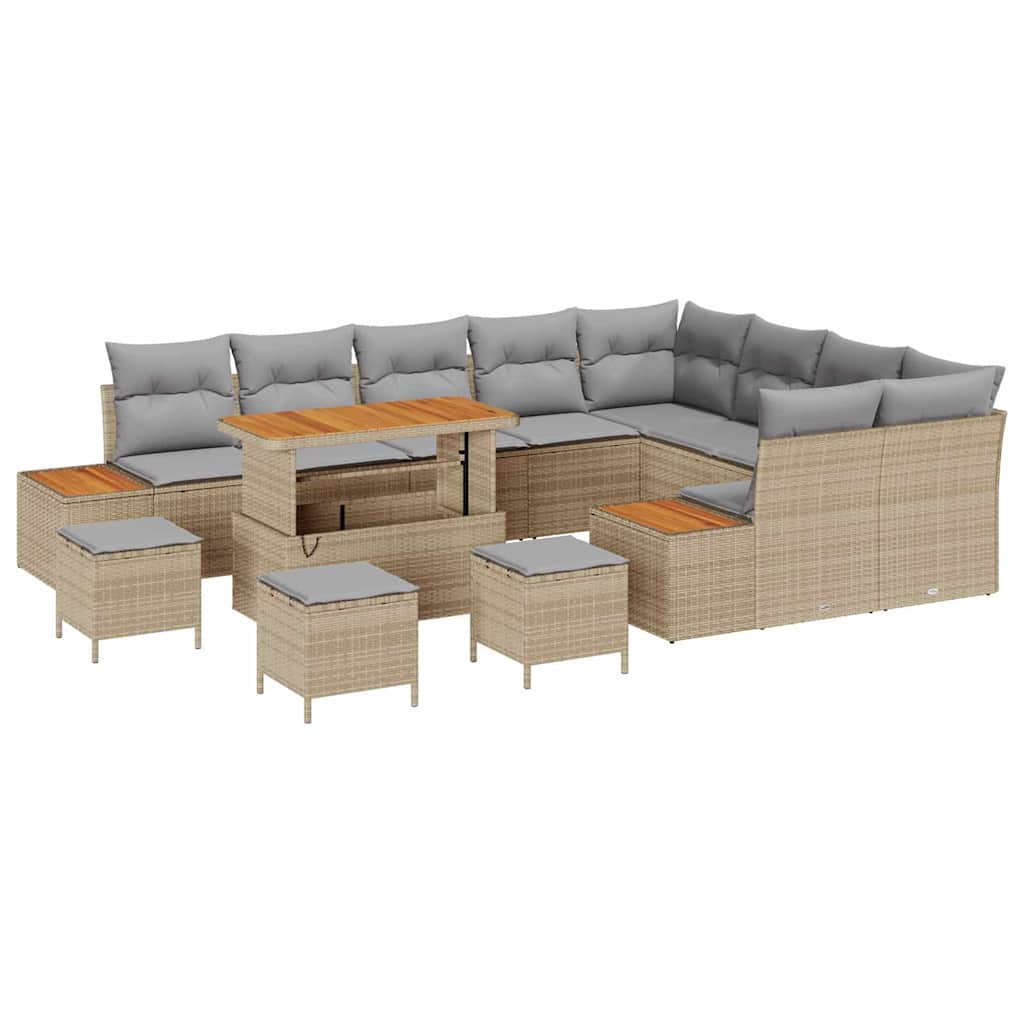 Tuinbankenset 13 pcs Beige poly rattan