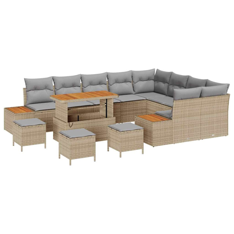 Tuinbankenset 13 pcs Beige poly rattan