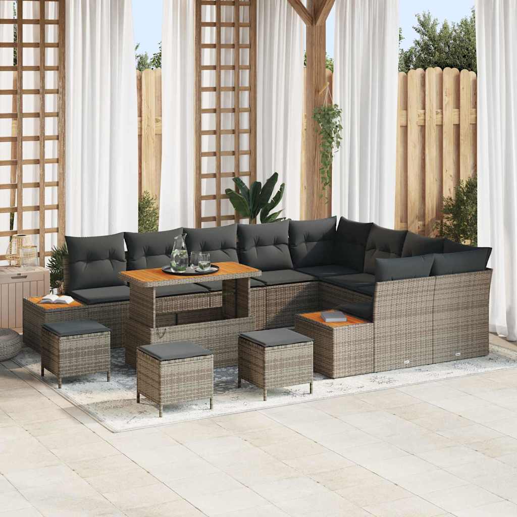 Tuinbankenset 13 pcs Grijs poly rattan