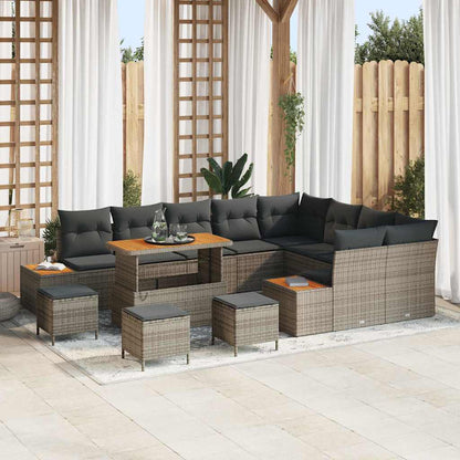 Tuinbankenset 13 pcs Grijs poly rattan