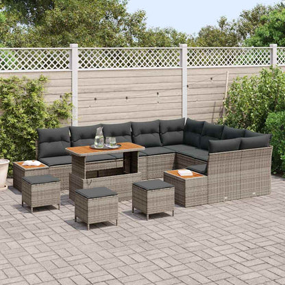 Tuinbankenset 13 pcs Grijs poly rattan