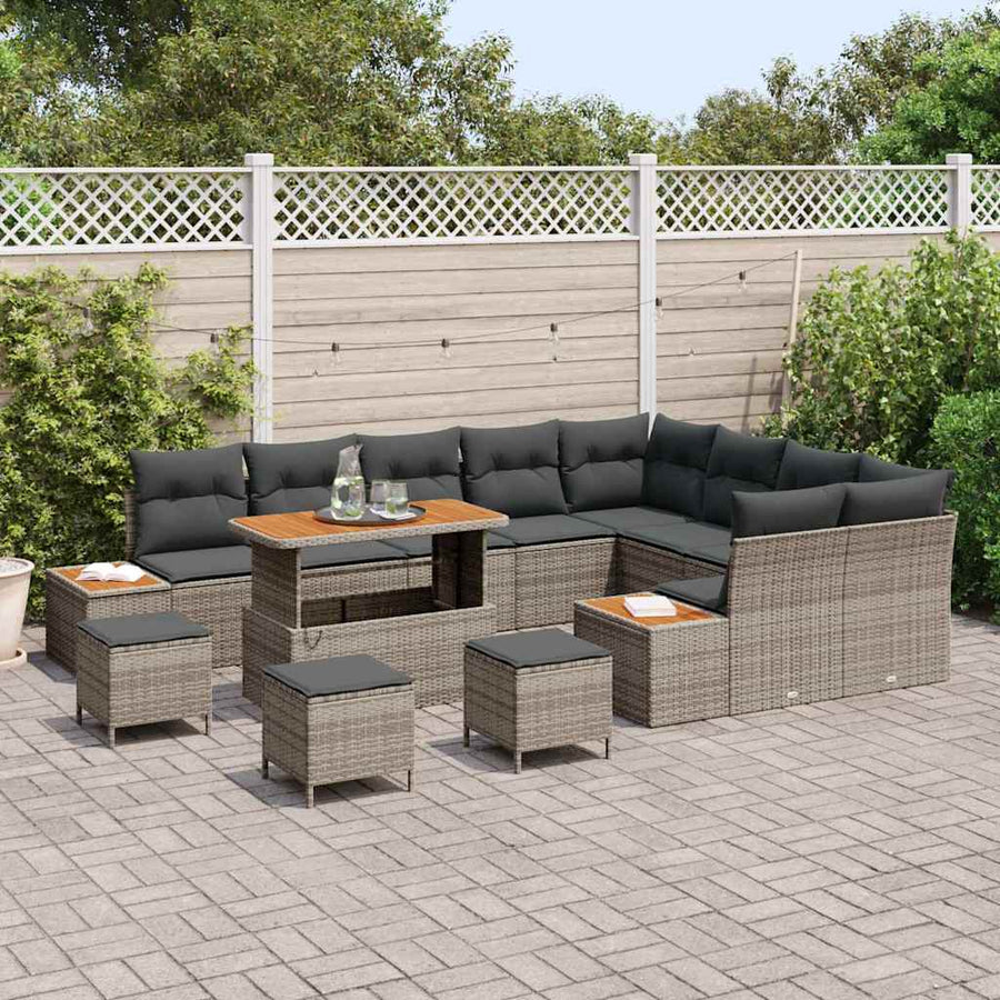 Tuinbankenset 13 pcs Grijs poly rattan