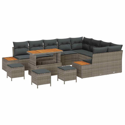 Tuinbankenset 13 pcs Grijs poly rattan