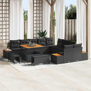 Tuinbankenset poly rattan zwart 100x100x71 cm