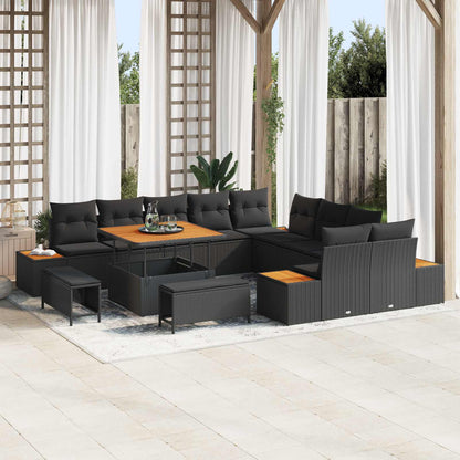 Tuinbankenset 13 pcs Zwart poly rattan