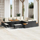 Garden bench set 13 pcs Black poly rattan