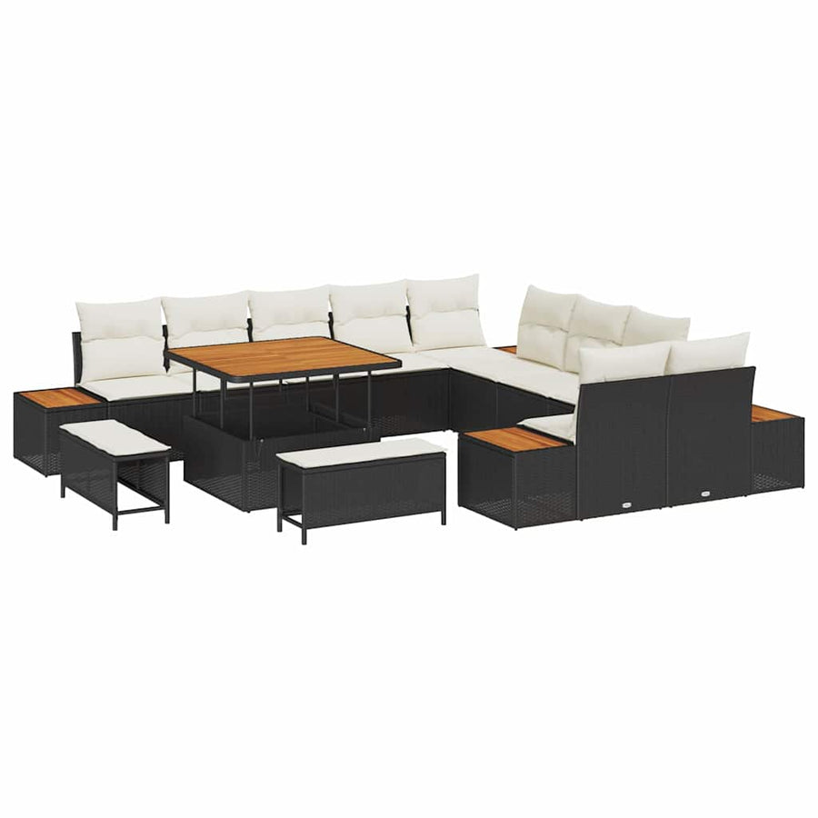 Tuinbankenset 13 pcs Zwart poly rattan