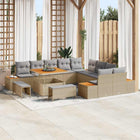 Garden bench set 13 pcs Beige poly rattan