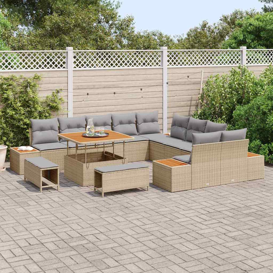 Tuinbankenset 13 pcs Beige poly rattan