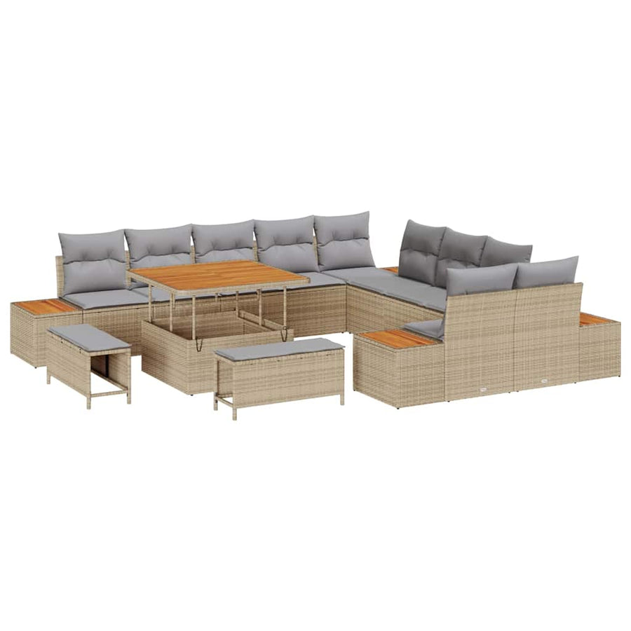 Tuinbankenset 13 pcs Beige poly rattan