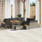 Garden Bench Set 13 pcs Grey poly rattan