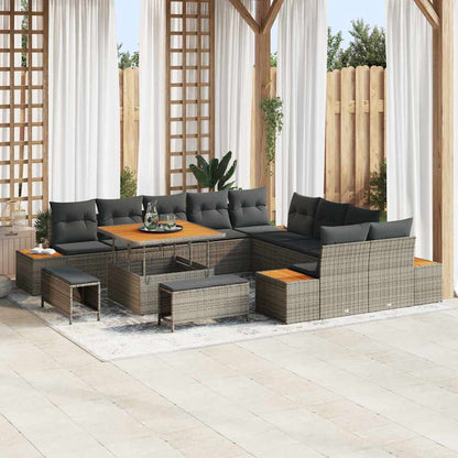 Tuinbankenset 13 pcs Grijs poly rattan