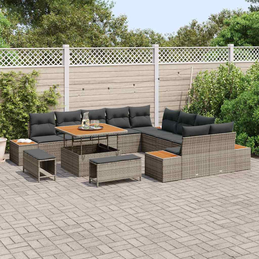 Tuinbankenset 13 pcs Grijs poly rattan