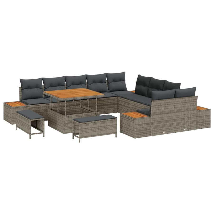 Tuinbankenset 13 pcs Grijs poly rattan
