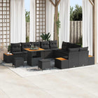 Garden bench set 13 pcs Black poly rattan