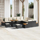 Garden bench set 13 pcs Black poly rattan