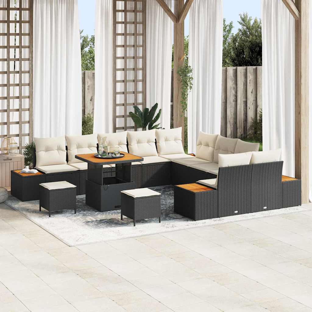Tuinbankenset 13 pcs Zwart poly rattan