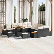Tuinbankenset poly rattan 13-delig zwart