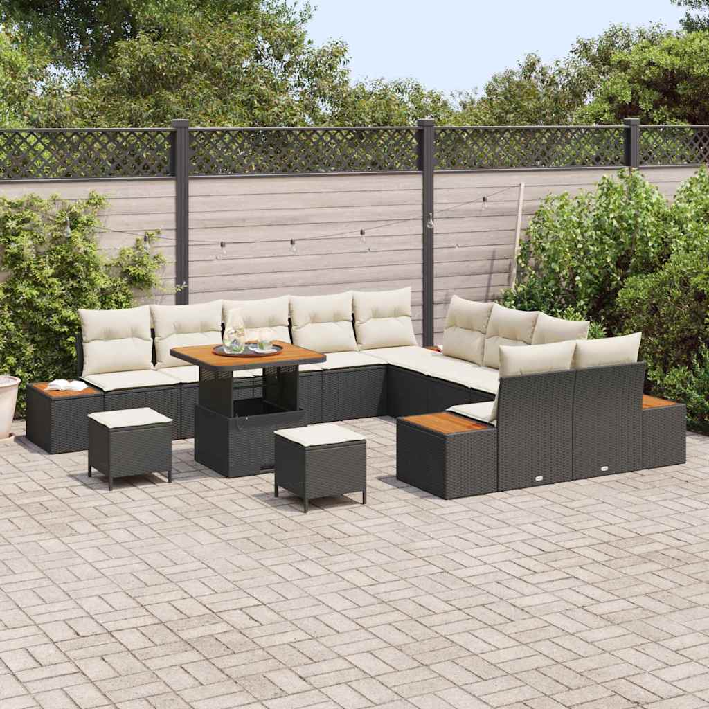 Tuinbankenset 13 pcs Zwart poly rattan