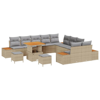 Tuinbankenset 13 pcs Beige poly rattan