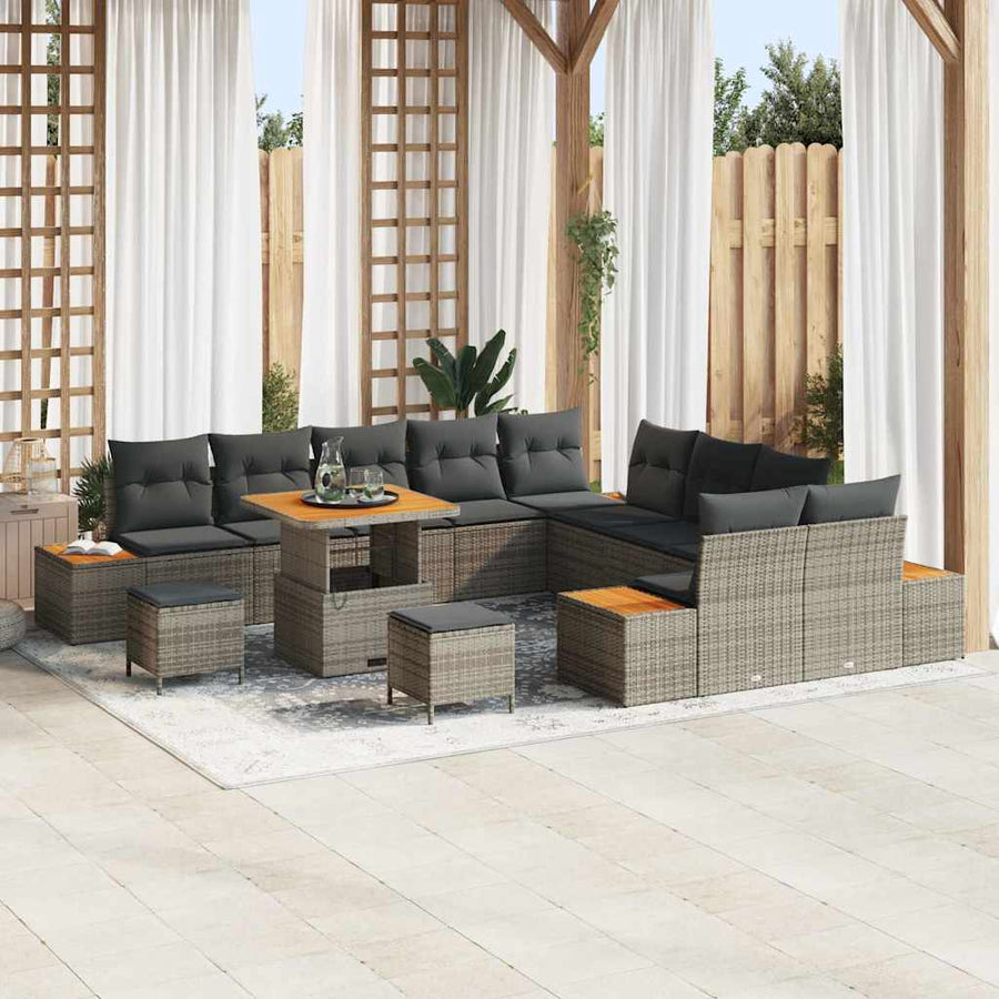 Tuinbankenset 13 pcs Grijs poly rattan