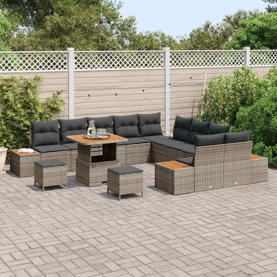Tuinbankenset 13 pcs Grijs poly rattan